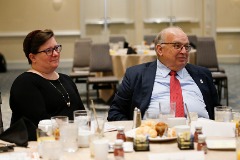 At the FWAA Awards Brunch with former boss Wright Waters (retired Football Bowl Association executive Director) on January 13, 2020 in New Orleans.